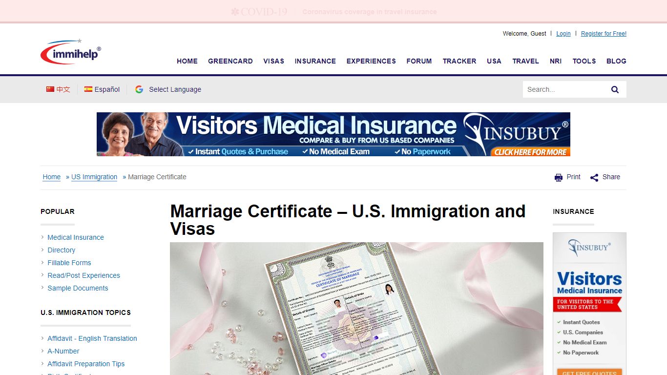 Marriage Certificate - U.S. Immigration and Visas - Immihelp