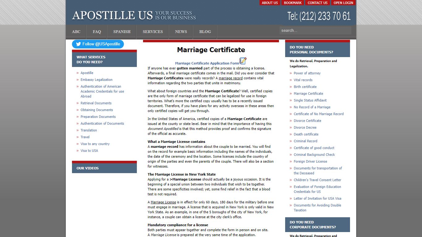marriage certificate - Apostille